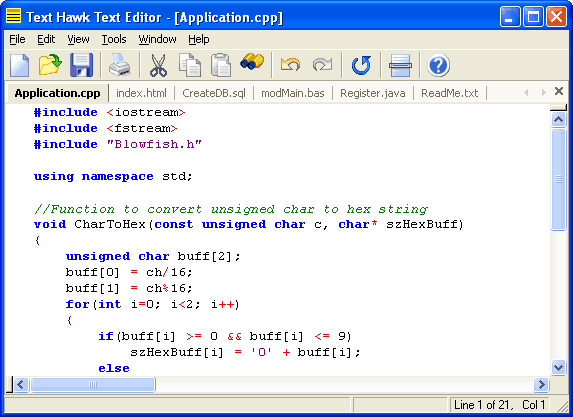 Text Hawk Text Editor - Main Dialog