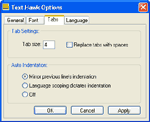 Text Hawk's Tabs Options Tab